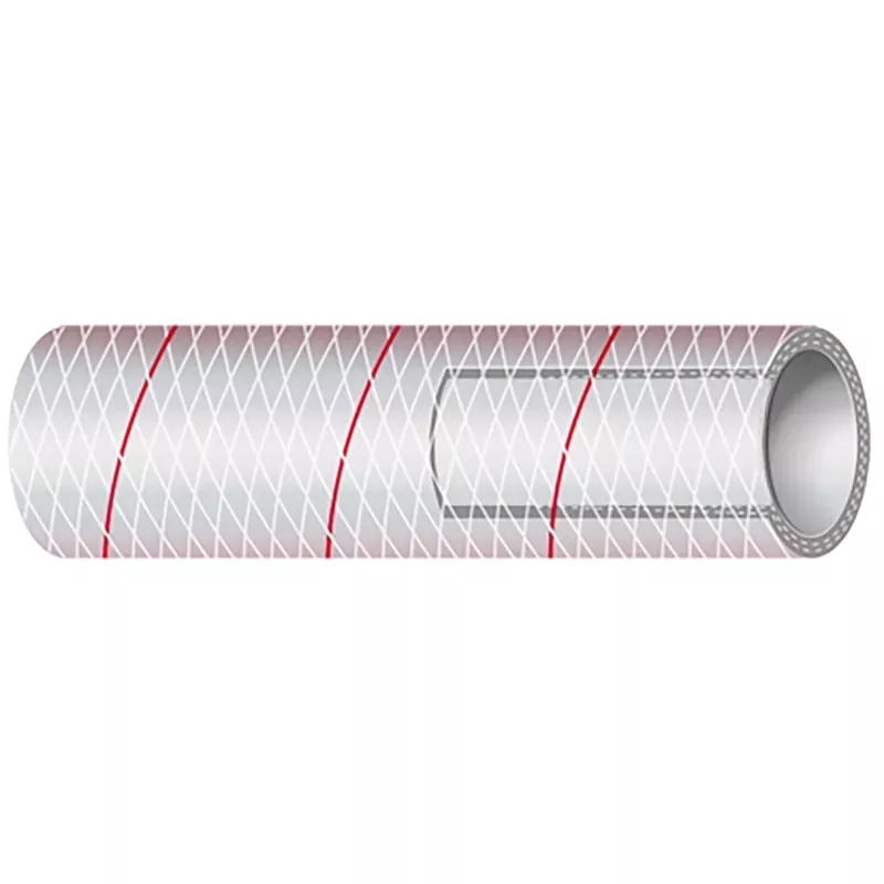 1 inch All Clear PVC Tubing With Red-Tracer, 50 foot Fresh Stock