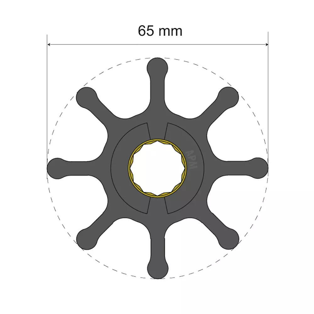 Albin Group Premium Impeller Kit 65 x 16 x 37mm - 8 Blade - Spline Insert