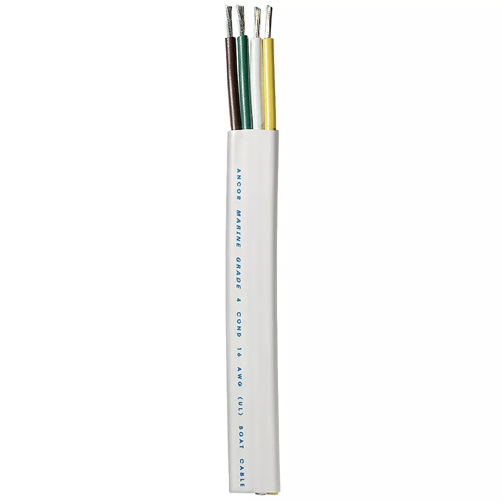 Ancor Trailer Cable - 16/4 AWG - Yellow/White/Green/Brown - Flat - 100'
