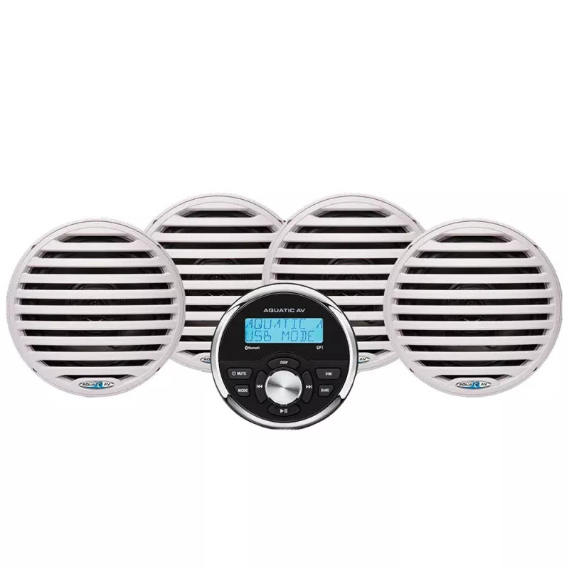 Aquatic AV Economy Gauge Stereo/Speakers Kit - White [EG200]