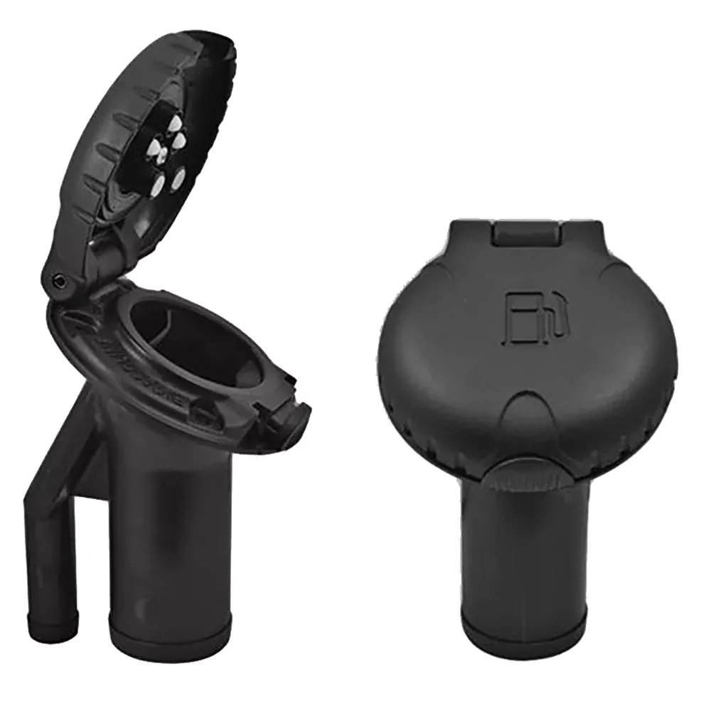 Attwood Deck Fill f/Pressure Relief Systems – Angled BodyScalloped Black Plastic Cap [99DFPVAB1S]