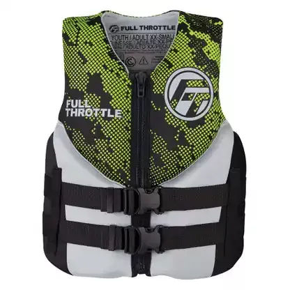 Authentic Full Throttle Junior Hinged Neoprene Life Jacket – Green – 142400-400-009-22