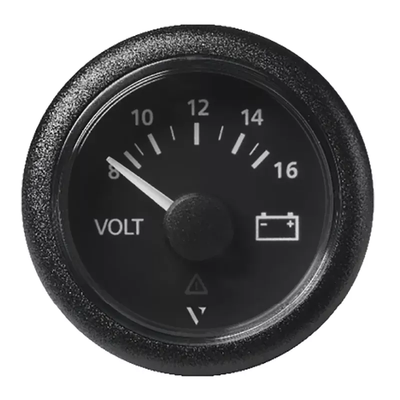 Authentic Veratron 52 MM (2-1/16″) ViewLine Voltmeter – 8 to16V – Black Dial & Bezel