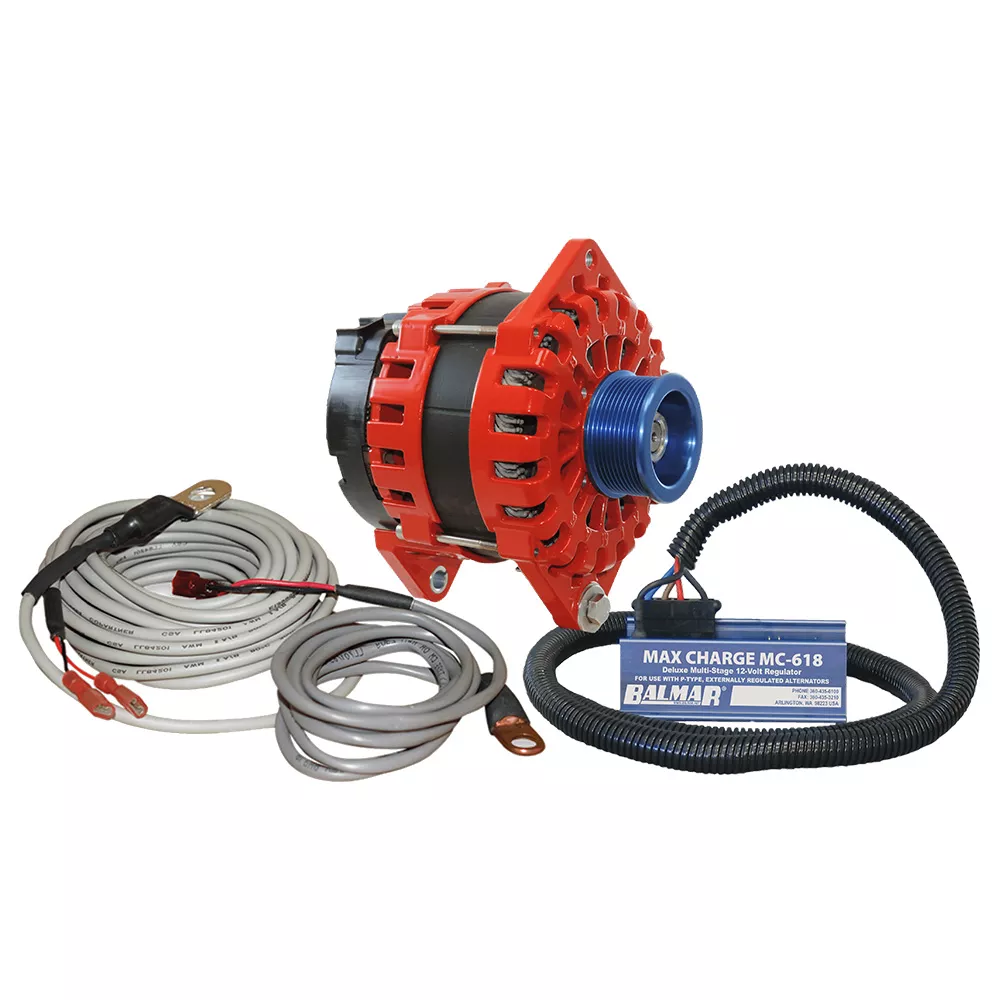 Balmar Alternator 250 AMP Kit 12V 3.15″ Dual Foot Saddle J10 Pulley Regulator Temp Sensor Premium