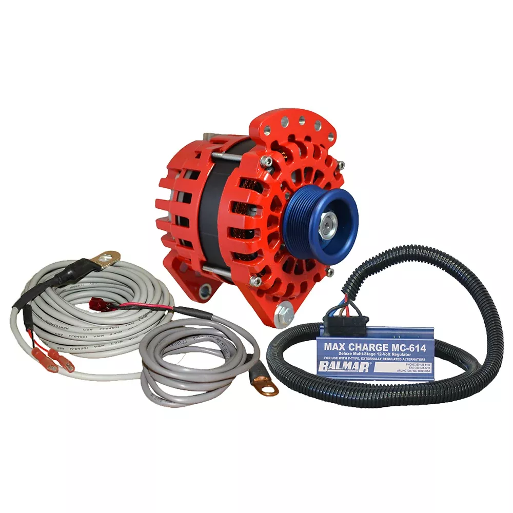 Balmar Alternator 3.15" Dual Foot Saddle J10 Serpentine Pulley RegulatorTemp Sensor - 170A Kit - 12V