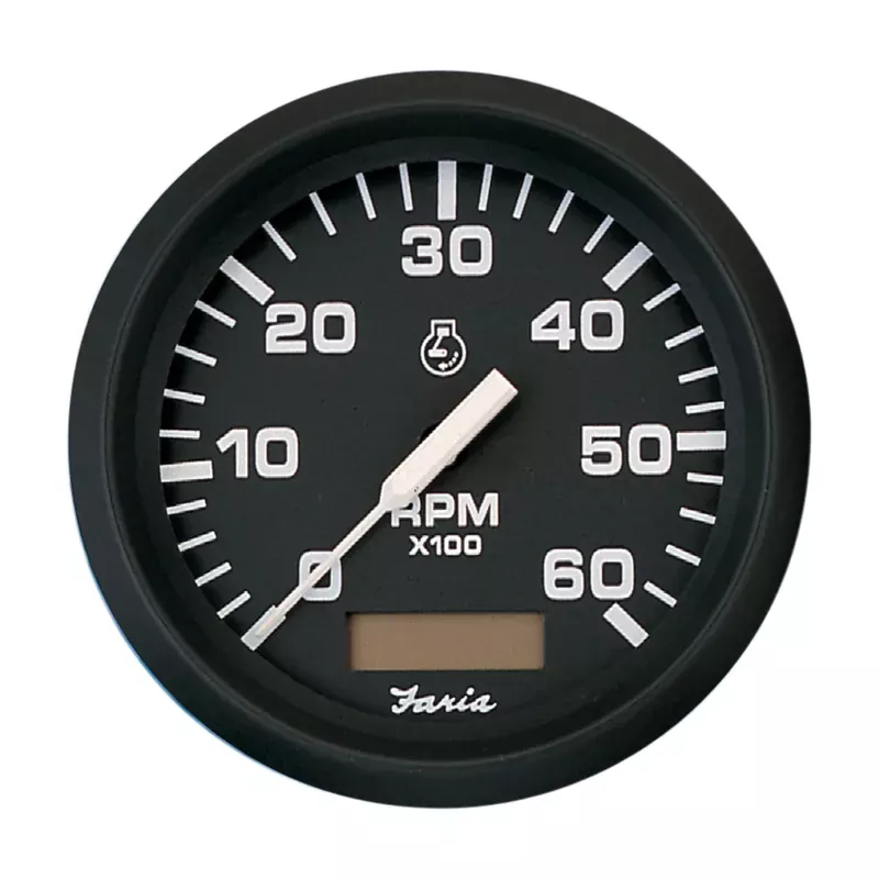 Bargain Faria Euro Black 4″ Tachometer w/Hourmeter – 6,000 RPM (Gas – Inboard) [32832]