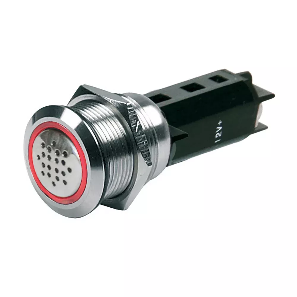 BEP 12V Buzzer w/Red LED Warning Light – Stainless Steel [80-511-0009-00]