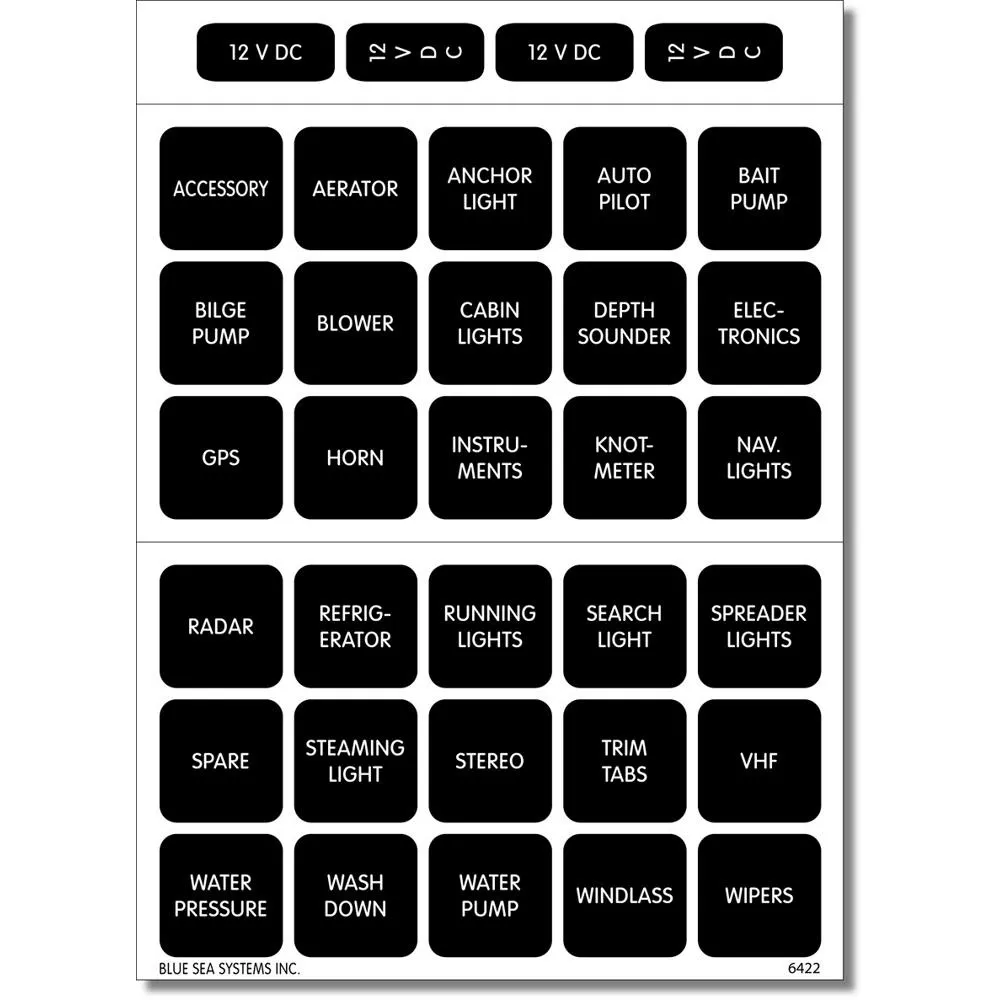 Blue Sea 4215 Square Format Label Set – 30