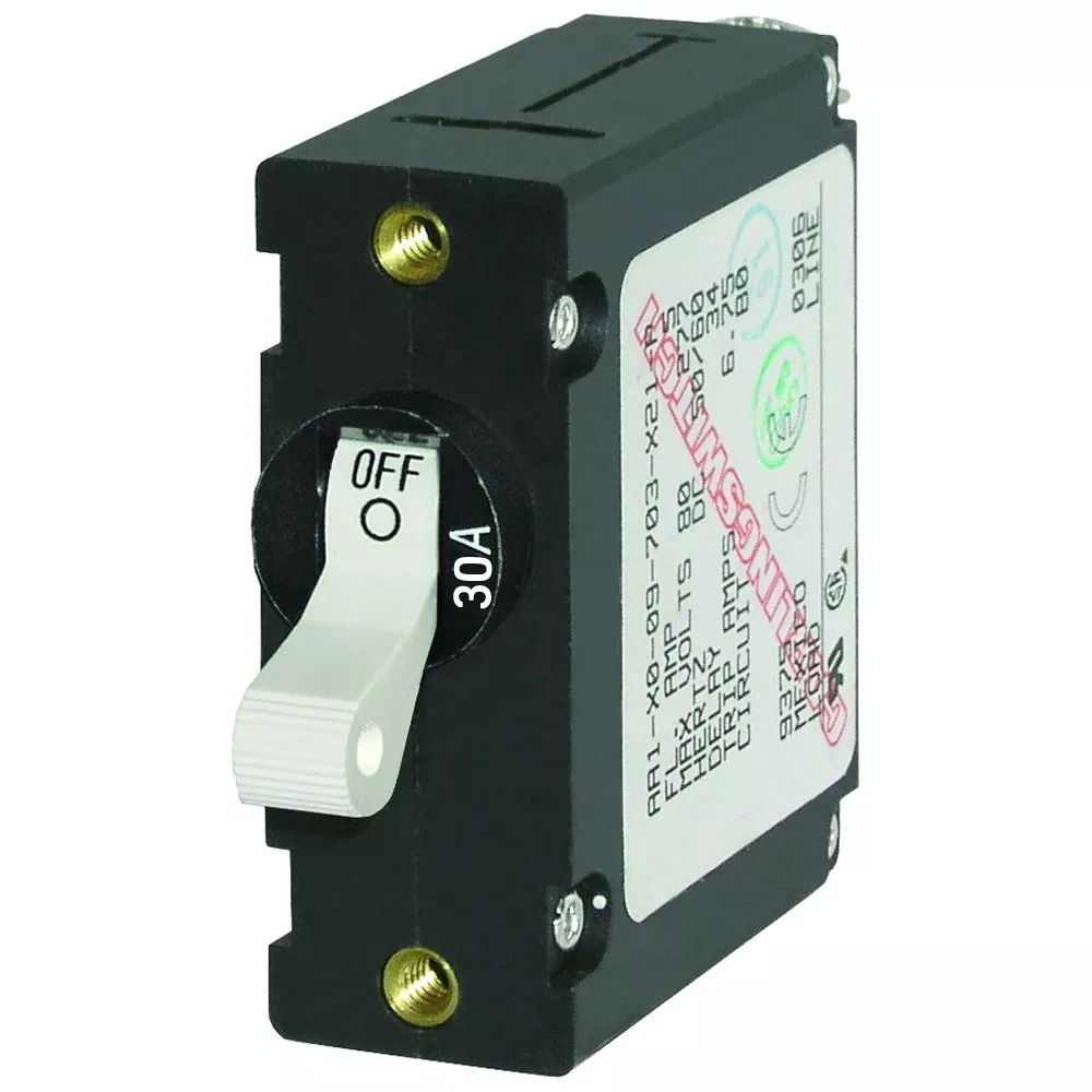 Blue Sea 7222 AC / DC Single Pole Magnetic World Circuit Breaker–30 Amp