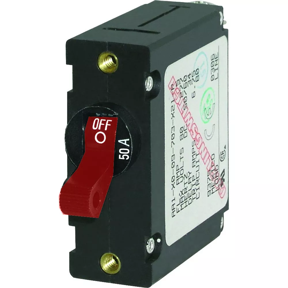 Blue Sea 7229 AC / DC Single Pole Magnetic World Circuit Breaker–50 Amp