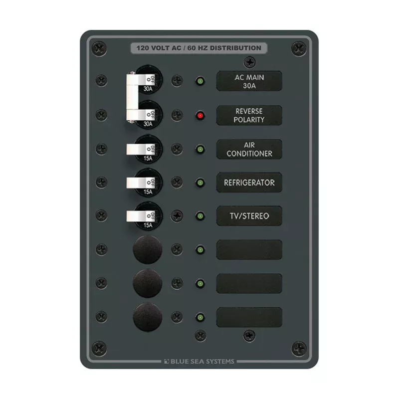 Blue Sea 8027 AC Main +6 Position Breaker Panel (White Switches)
