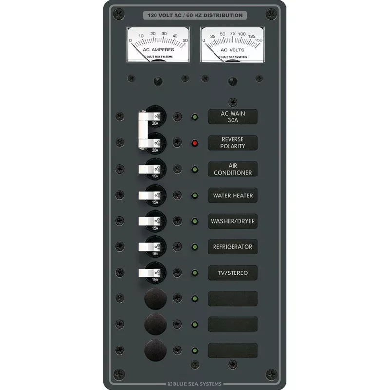 Blue Sea 8074 AC Main +8 Positions Toggle Circuit Breaker Panel(White Switches)