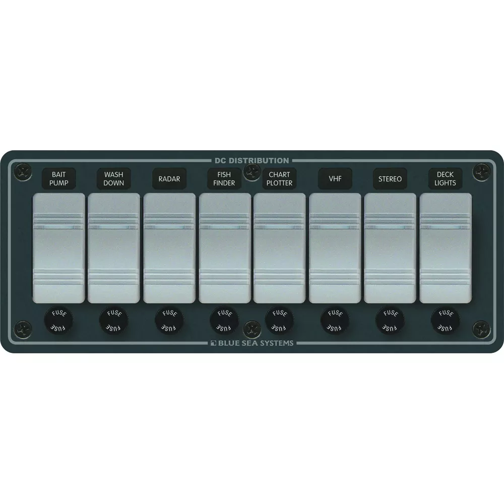 Blue Sea 8261 Waterproof Panel 8 Position – Slate Gray