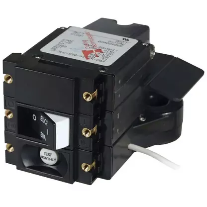Blue Sea A-Series ELCI Main Circuit Breaker – Double Pole 120V AC 30A – Flat Rocker Top Rated