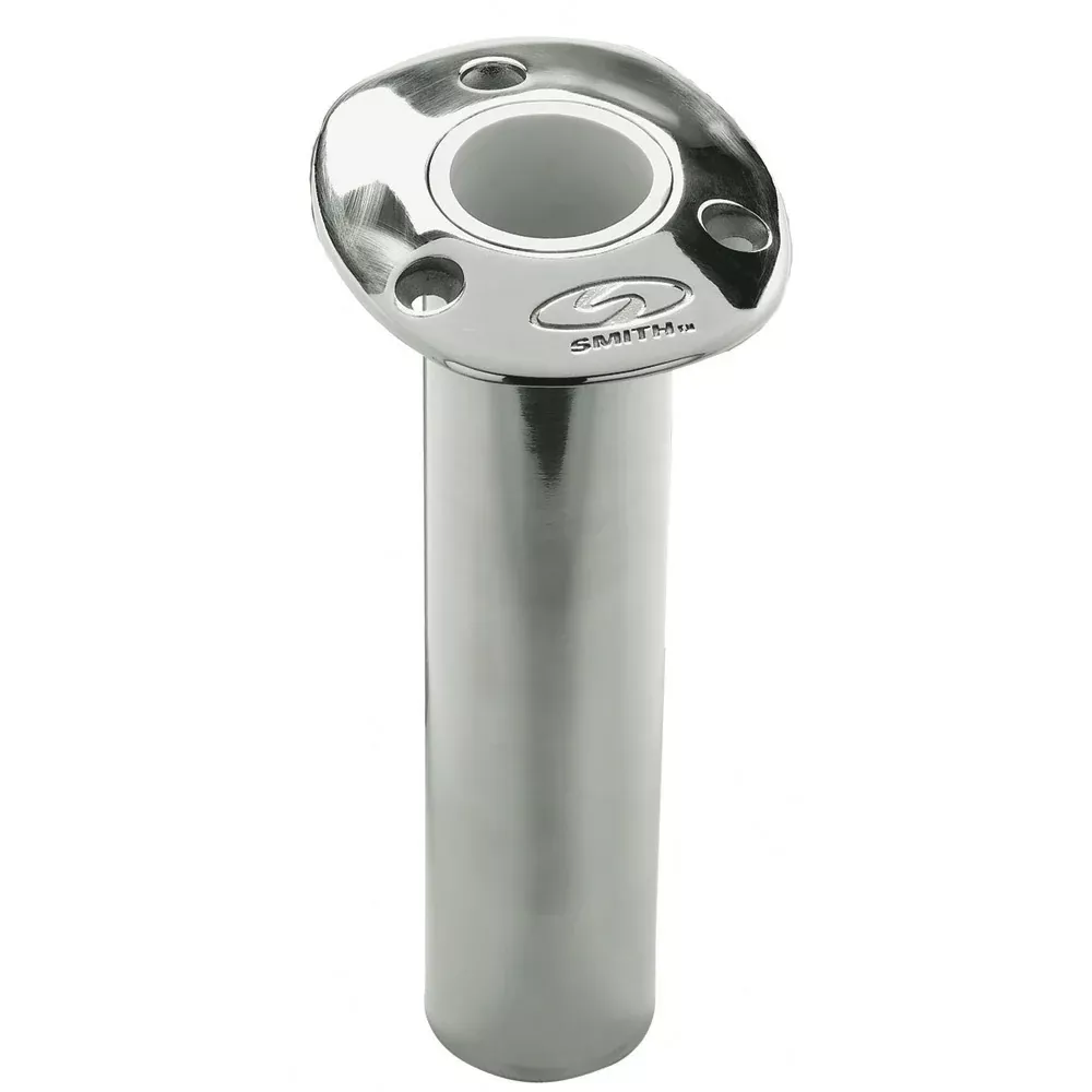 C.E. Smith Flush Mount Rod Holder - 0 Degree9" Depth - Stainless Steel - Cast Bottom - White Vinyl Liner [53670CA]