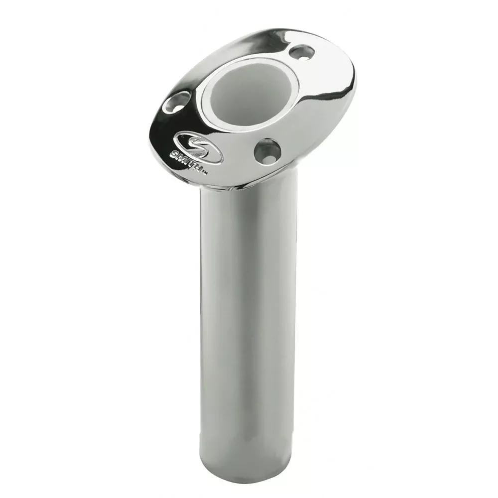 C.E. Smith Flush Mount Rod Holder - 15 Degree9" Depth - Stainless Steel - Cast Gimbal - White Vinyl Liner [53671CA]