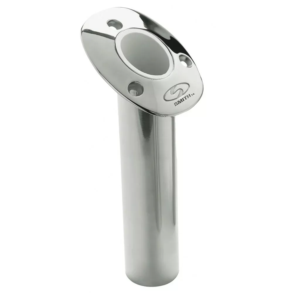 C.E. Smith Flush Mount Rod Holder - 30 Degree9" Depth - Stainless Steel - Cast Bottom - White Vinyl Liner [53672CA]