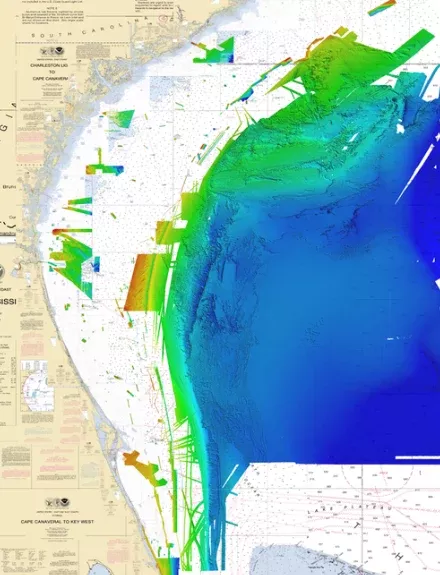 CMOR MAPPING SOUTH ATLANTIC (PREVIOUSLY NORTH FLORIDA, GEORGIA, AND SOUTH CAROLINA V2) 3D RELIEF SHADING CMOR CARD For SIMRAD NSX