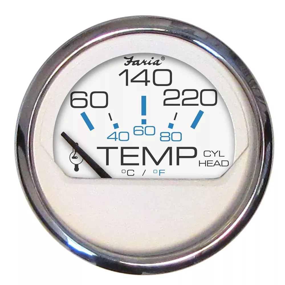 Faria Chesapeake White SS 2" Cylinder Head Temperature Gauge (60-220F)[13806]