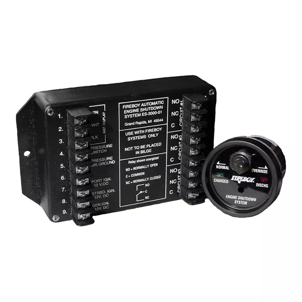 Fireboy-Xintex Engine Shutdown - 5 Circuit w /20A Relays - Round Display [ES-5000-01]