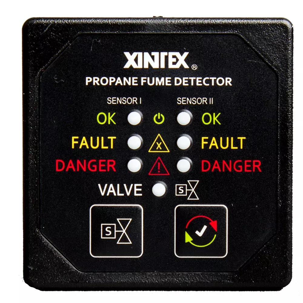 Fireboy-Xintex Propane Fume Detector w /2 Plastic Sensors - No Solenoid Valve - Square Black Bezel Display [P-2BNV-R]