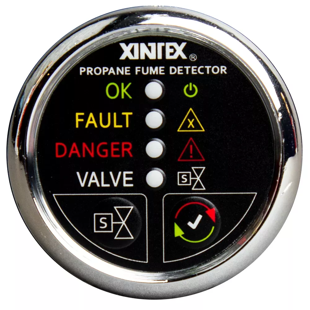 Fireboy-Xintex Propane Fume Detector w /Plastic SensorSolenoid Valve - Chrome Bezel Display [P-1CS-R]