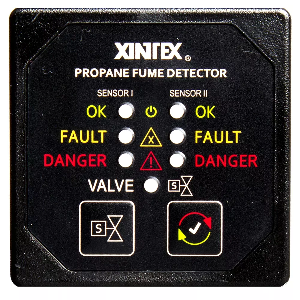 Fireboy-Xintex Propane Fume DetectorAlarm w /2 Plastic SensorsSolenoid Valve - Square Black Bezel Display [P-2BS-R]