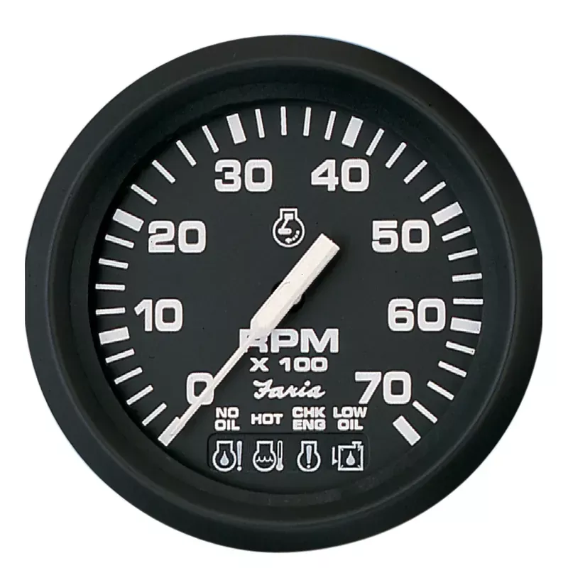 Flash Sale Faria Euro Black 4″ Tachometer w/Systemcheck 7000 RPM (Gas) f/ Johnson / Evinrude Outboard) [32850]