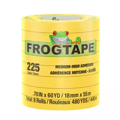 FrogTape CP 225 Medium-High Adhesion Masking Tape – 18MM x 55M x 8-Pack – Gold – Rated for 225°F – 105545 Discount