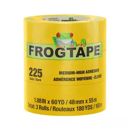FrogTape CP 225 Medium-High Adhesion Masking Tape – 48MM x 55M x 3-Pack – Gold – Rated for 225°F – 105322 Last Chance