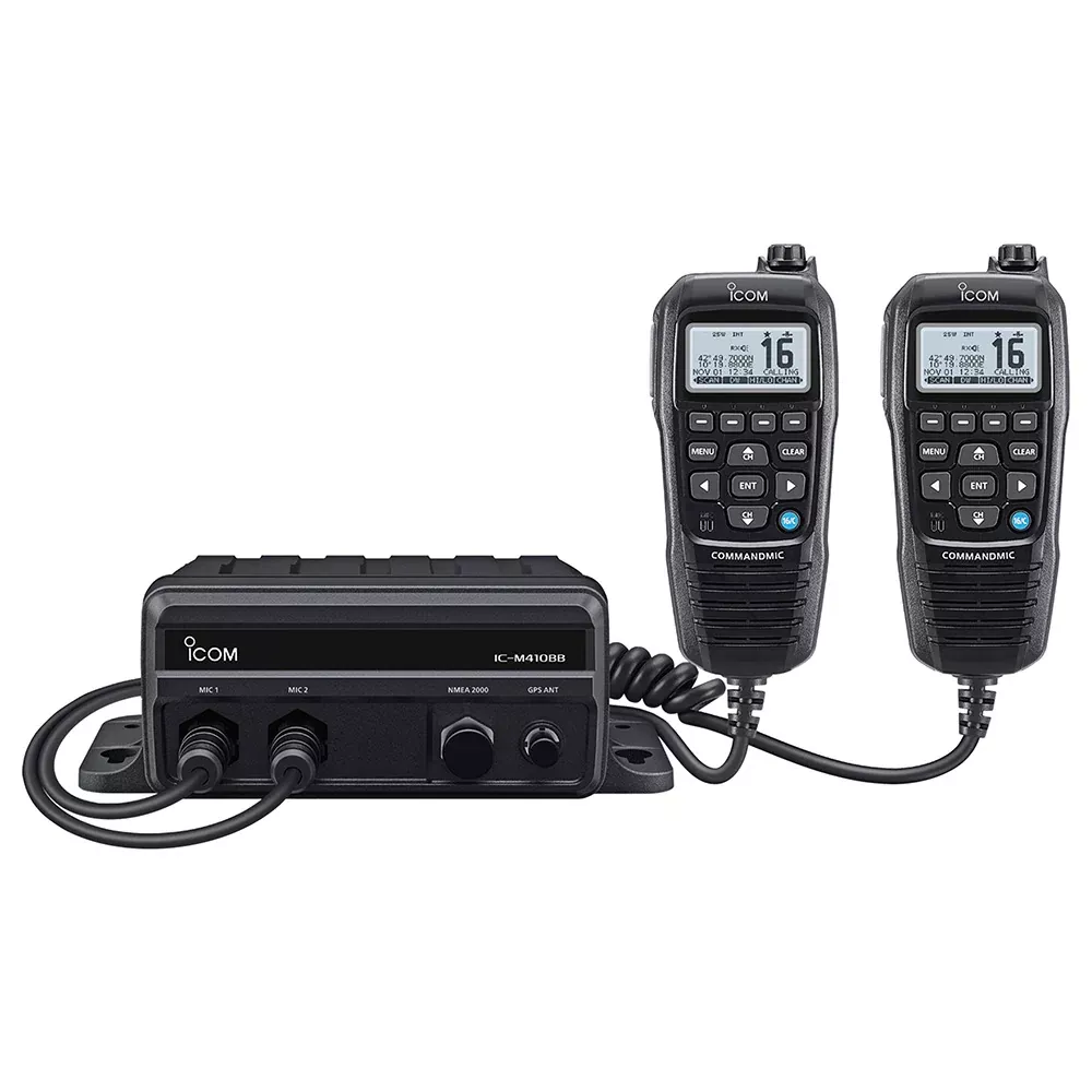 Icom IC-M410BB 11 Black Box VHF w/Black Command Mic2 Command Mic Ports [M410BB 11 USA]
