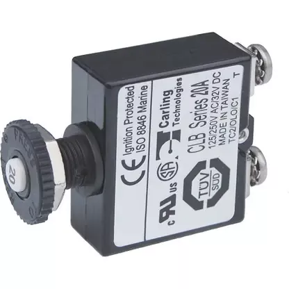 Last Chance Blue Sea Push Button Reset Only Screw Terminal Circuit Breaker – 20 Amps