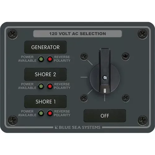 Latest Blue Sea 8366 AC Rotary Switch Panel 30 Ampere 3 Positions + OFF, 2 Pole [8366]