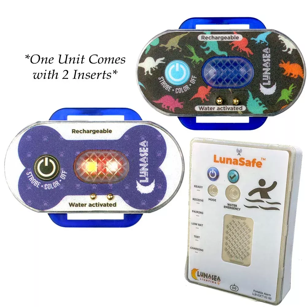 Lunasea Child/Pet Safety Water Activated Strobe Light w/RF TransmitterPortable Audio/Visual Receiver – Red Case [LLB-63RB-E0-K1]