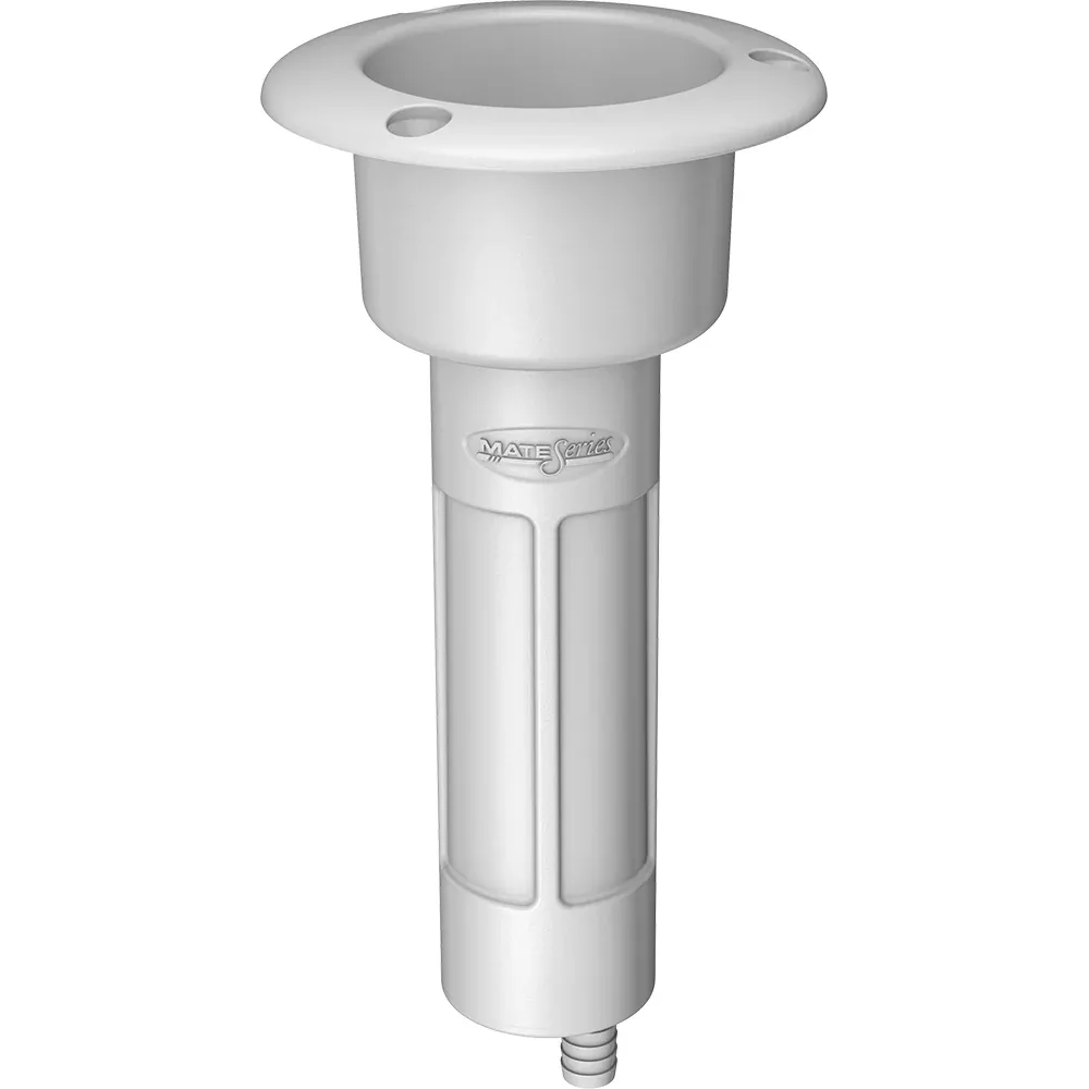 Mate Series Plastic 0 RodCup Holder - Drain - Round Top - White