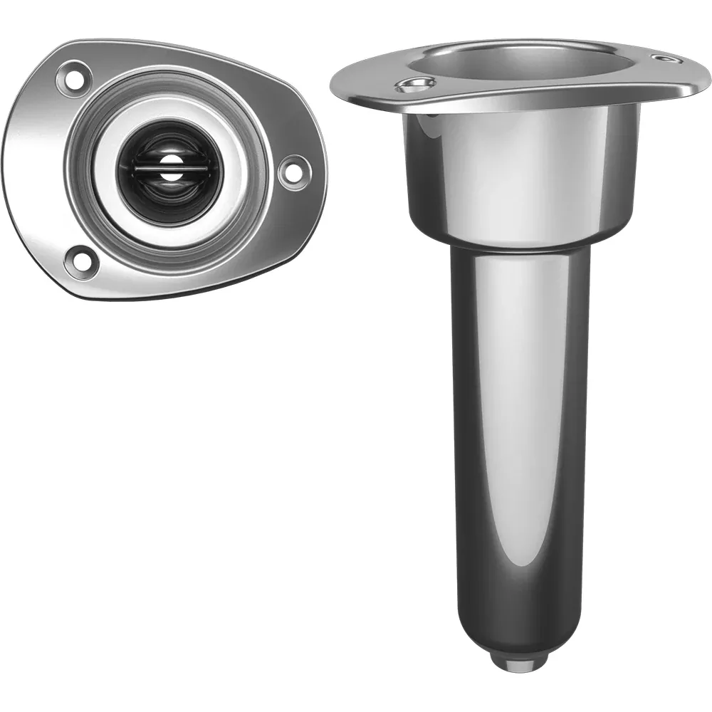 Mate Series Stainless Steel 0 RodCup Holder - Drain - Oval Top