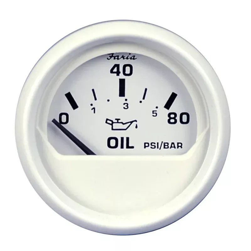 New Arrival Faria Dress White 2″ Oil Pressure Gauge (80 PSI) [13102]