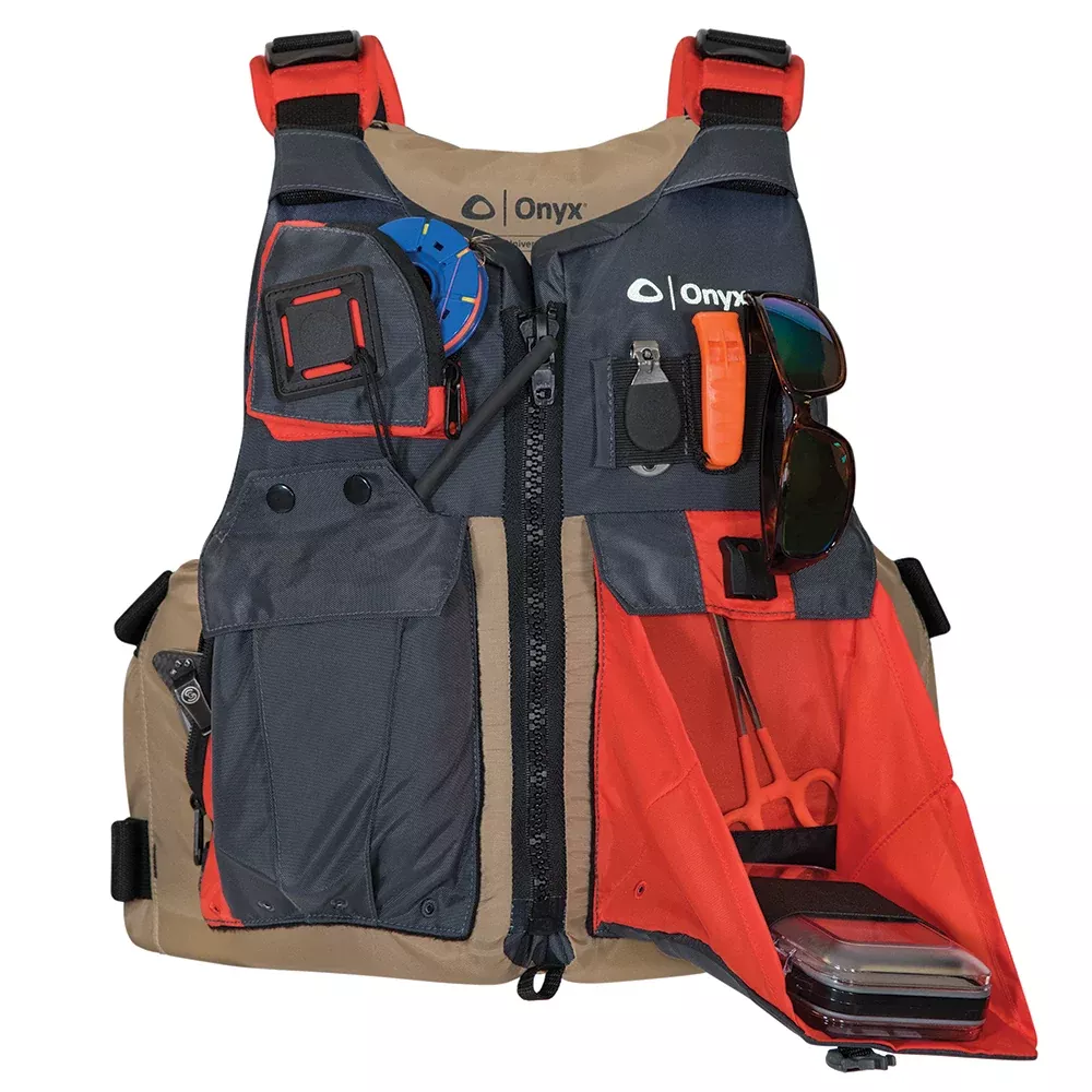 Onyx Kayak Fishing Vest - Adult Universal - Tan /Grey [121700-706-004-17]
