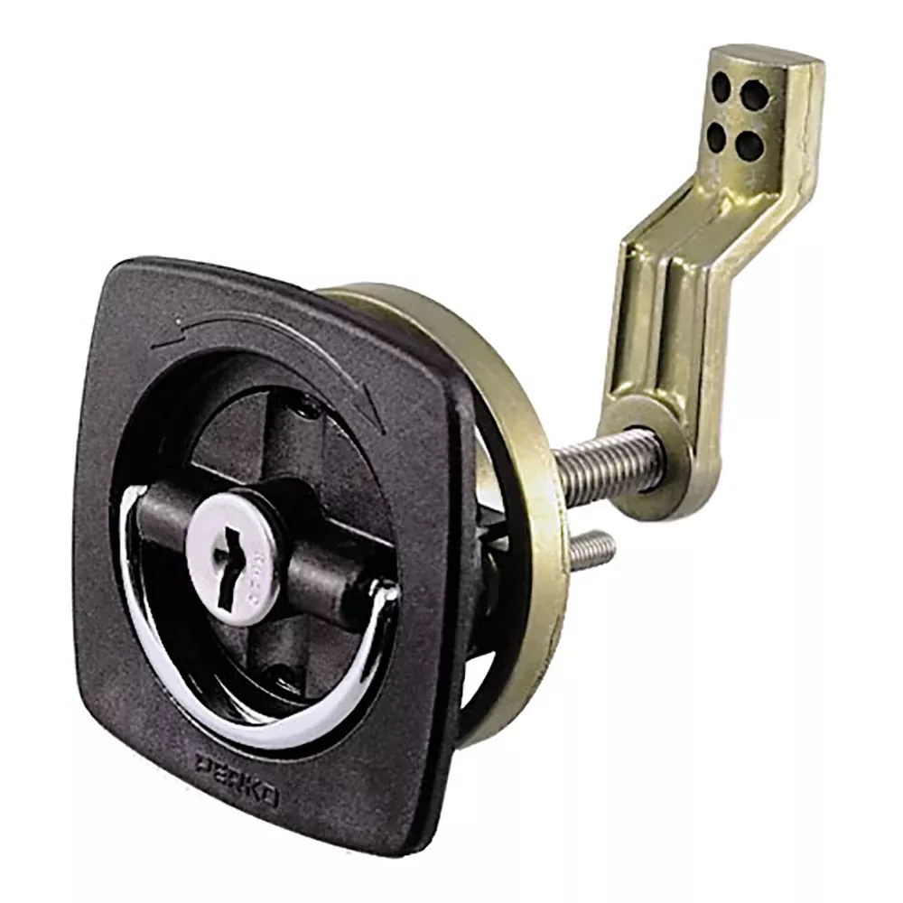 Perko Black Flush Lock - 2.5" x 2.5" w/Offset Cam BarFlexible Polymer Strike
