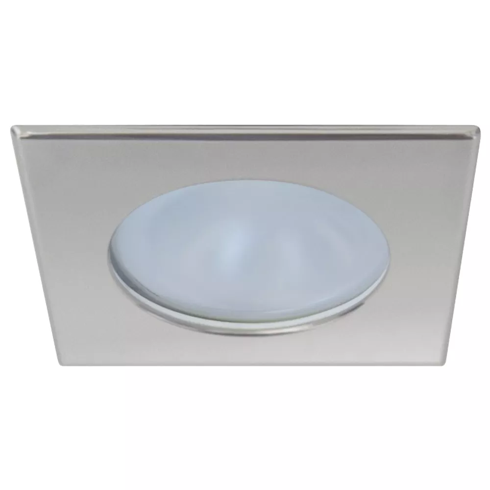 Quick Blake XP Downlight LED -4W, IP66, Screw Mounted - Square Satin Bezel, Round Warm White Light