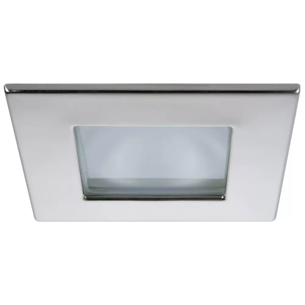 Quick Marina XP Downlight LED - 4W, IP66, Screw Mounted - Square Stainless Bezel, Square Warm White Light