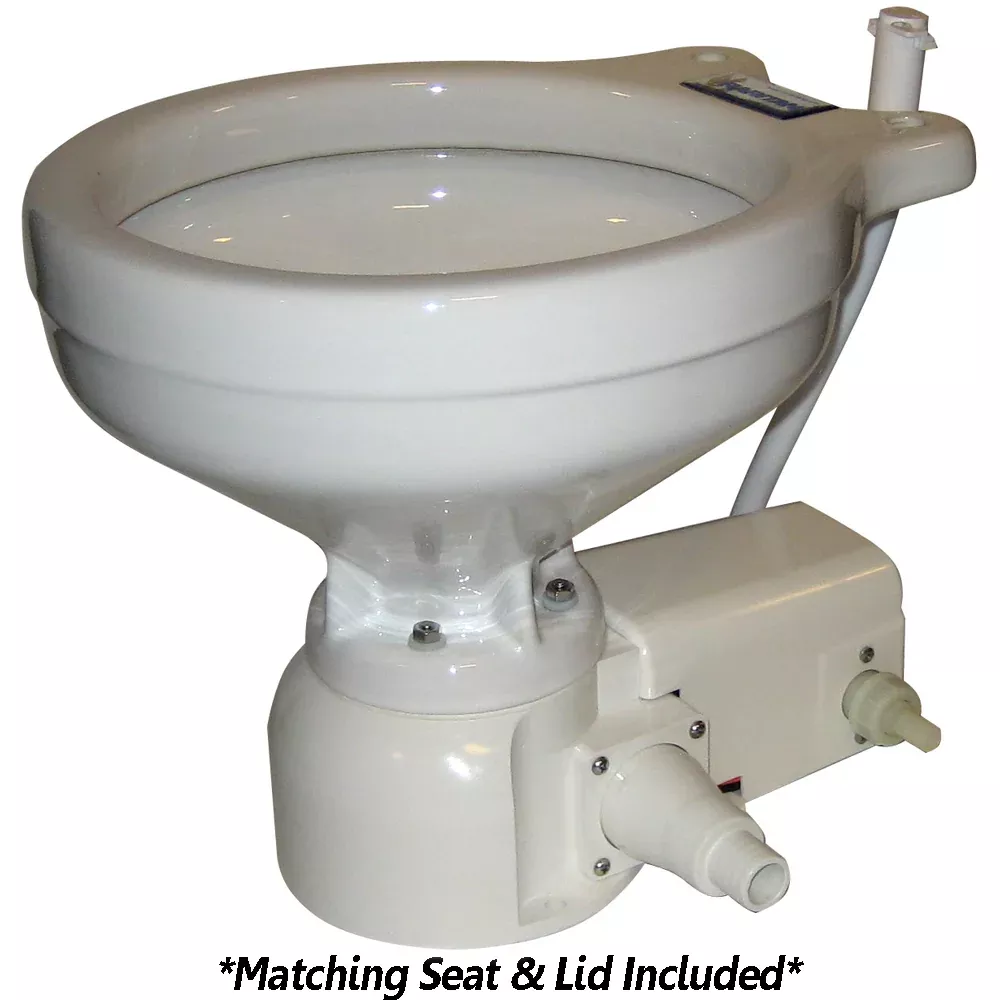 Raritan Sea Era QC Toilet - Marine Size - Freshwater Solenoid - Straight90 Discharge - Smart Toilet Control - 12v