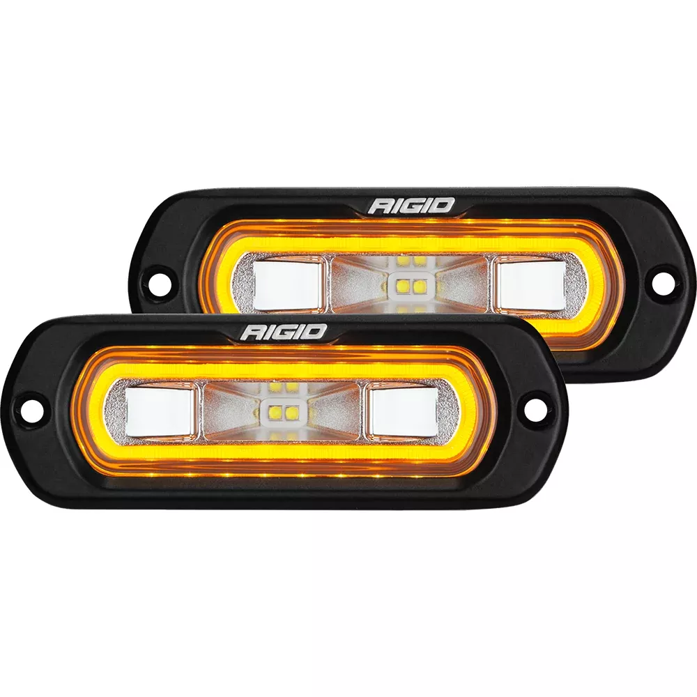 RIGID Industries SR-L Series Flush Mount Spreader Light – Black Housing – Amber Halo [53223]