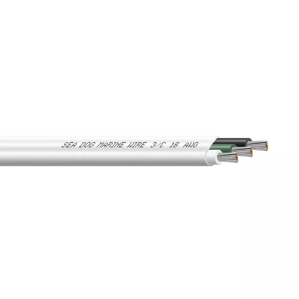 Sea-Dog 16/3 AWG Flat Triplex Wire - White/Green/Black - 1000' [8016309]