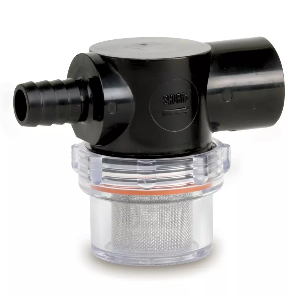 Shurflo by Pentair Twist-On Water Strainer - 1/2" Barb Inlet - Clear Bowl