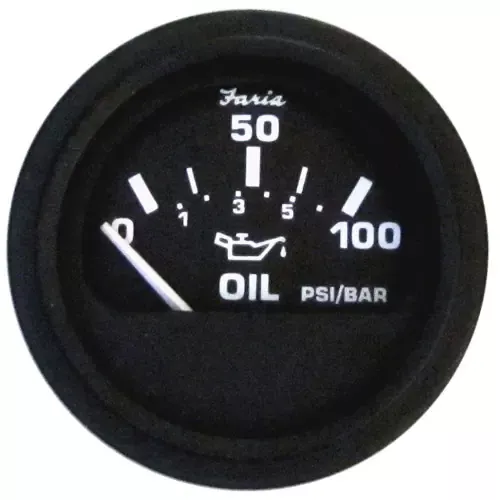 Super Sale Faria Euro Black Oil Pressure Gauge – 100 PSI