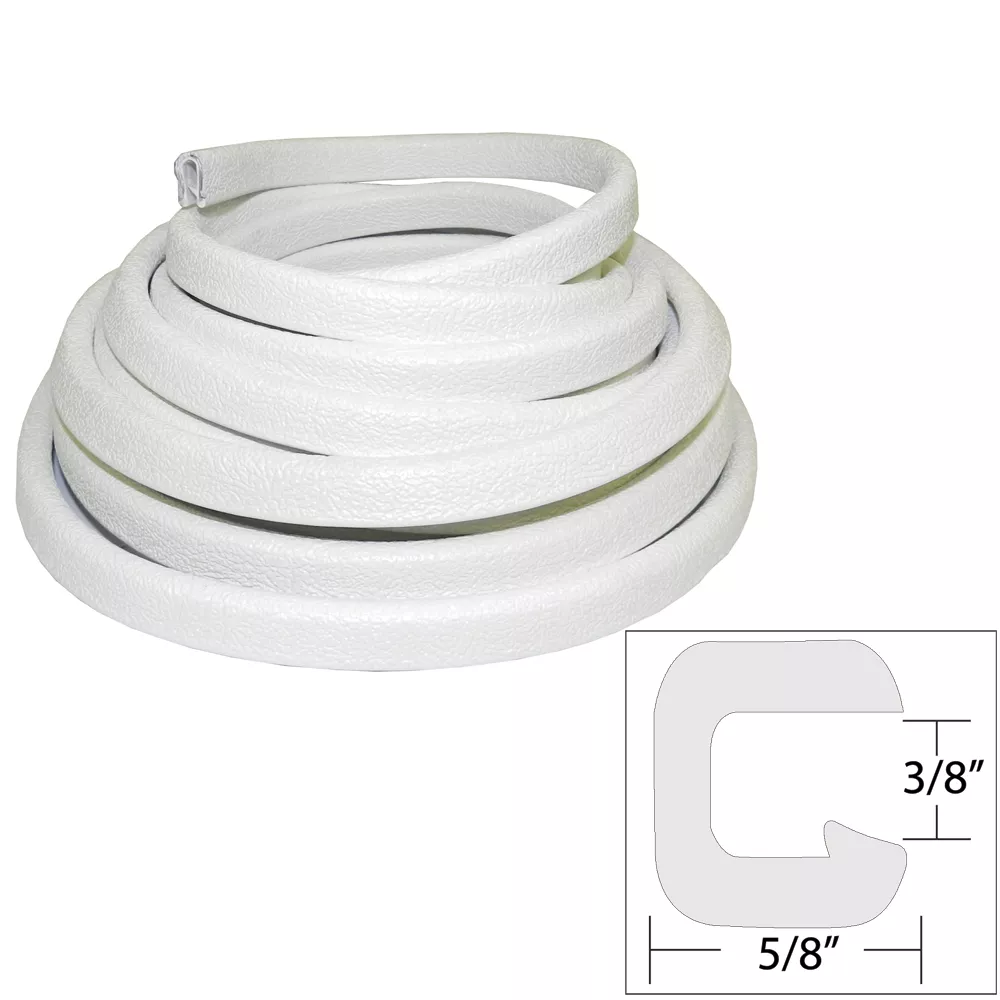 TACO Flexible Vinyl Trim - ¼" Opening x ½"W x 25'L - White