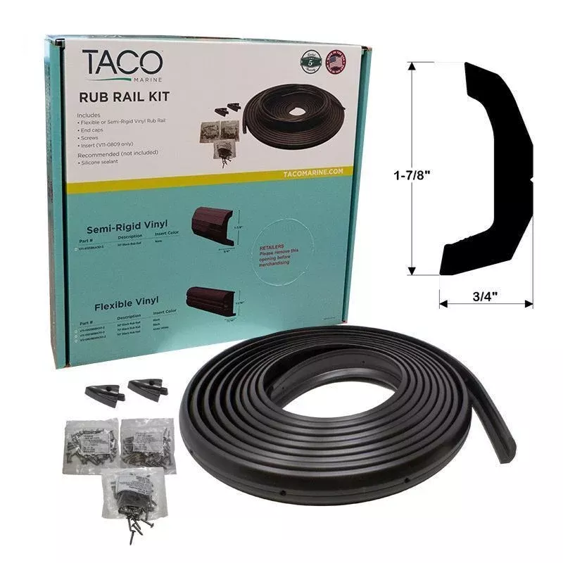 Taco Metals Semi-Rigid Rub Rail KitBlack 30 [V11-4135BKA30-3]