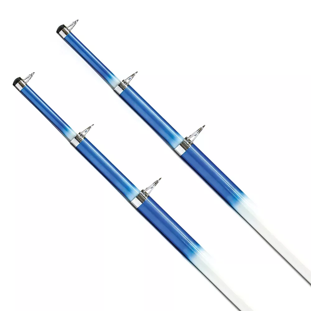 Tigress 15' Telescoping Fiberglass Outrigger Poles - 1-1/8" O.D. - White/Blue - Pair