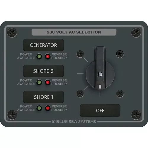 Top Rated Blue Sea 8358 AC Rotary Switch Panel 30 Ampere 3 Positions + OFF, 2 Pole [8358]